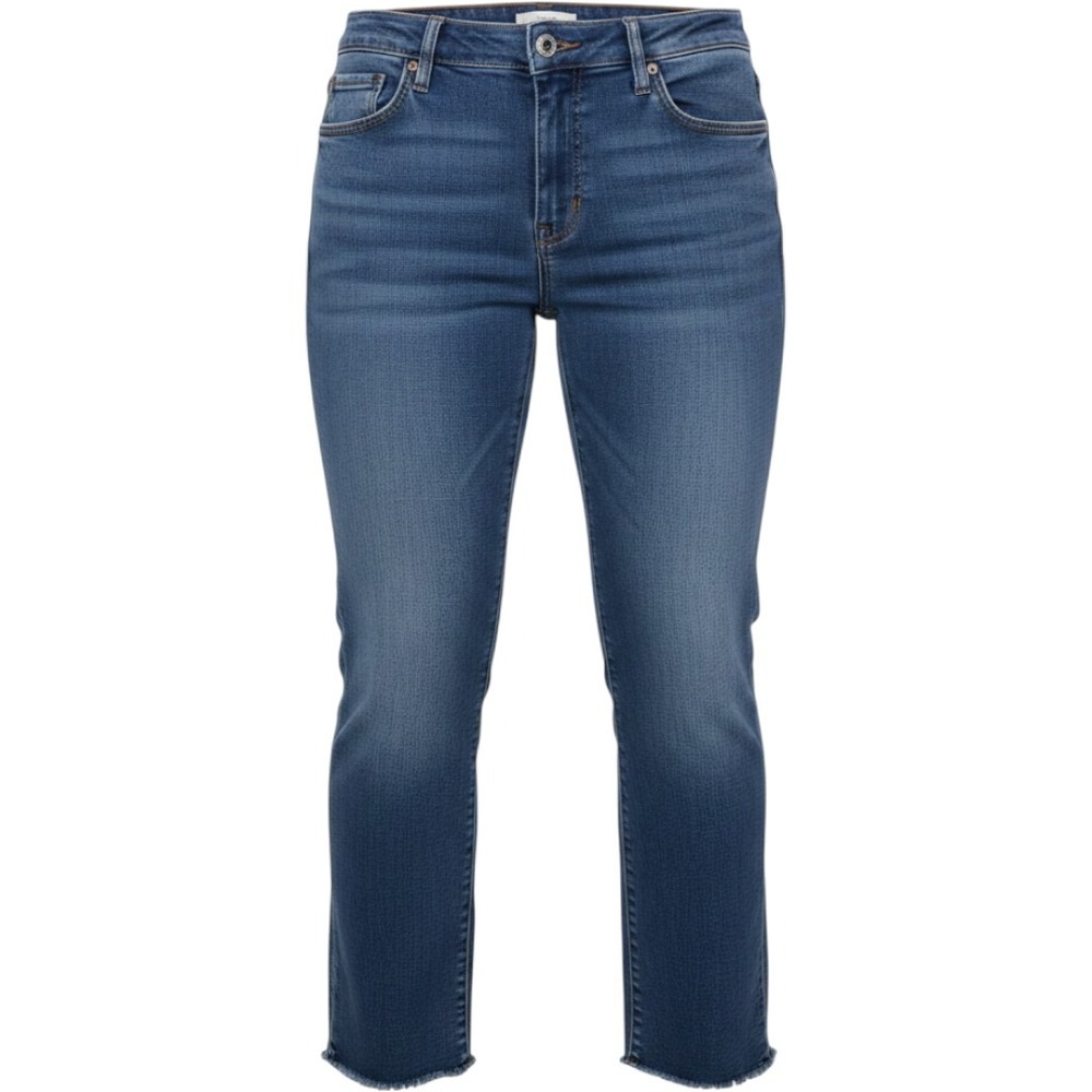 KUT from the Kloth Reese Straight‎ Leg Jeans Womens 10 Blue High Rise Raw Hem